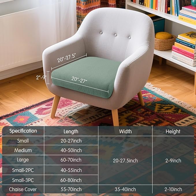 Hokway Couch Cushion Covers Stretch Cushion Covers Sofa Seat Cushion Slipcover Cushion Protector(Celadon, Small) - Image 3