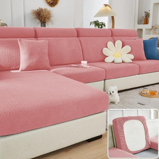 Couch Cushion Covers & Couch Cover for Sectional Sofas, Reversible Non-Slip Sofa Slipcovers, Washable Pet Proof Home Decor Protector (Pink, Chaise Cover) by Unknown