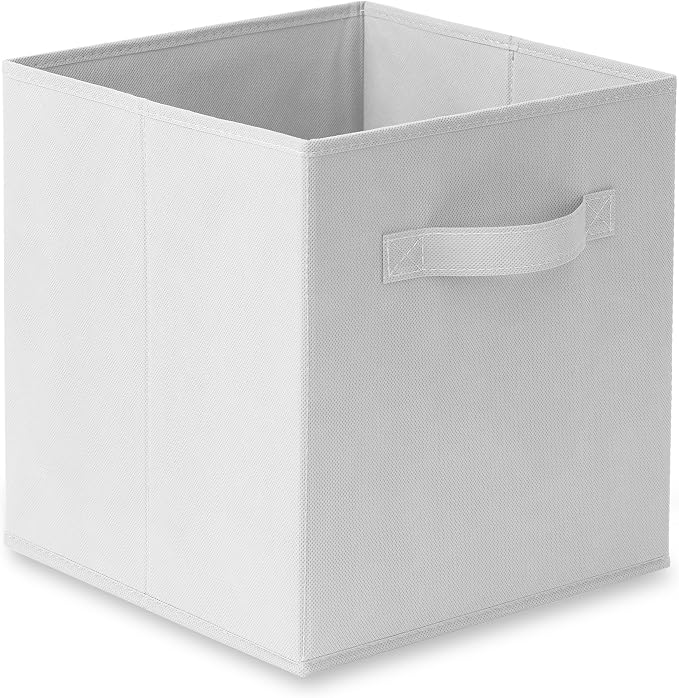Casafield Set of 12 Collapsible Fabric Cube Storage Bins, White - 11" Foldable Cloth Baskets for Shelves, Cubby Organizers & More - Image 2