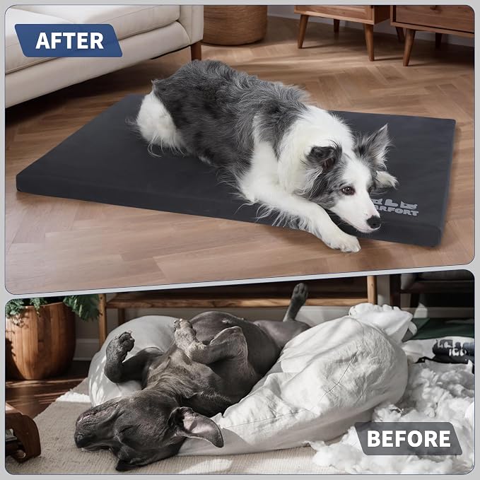 Durable Outdoor Dog Bed Chew Proof Stable Crate Mat Indoor cat Bed Anti Mild Bite Kennel Pad with Removable Fully Waterproof Cover (Charcoal, X-Large(42x28x2in)) - Image 3