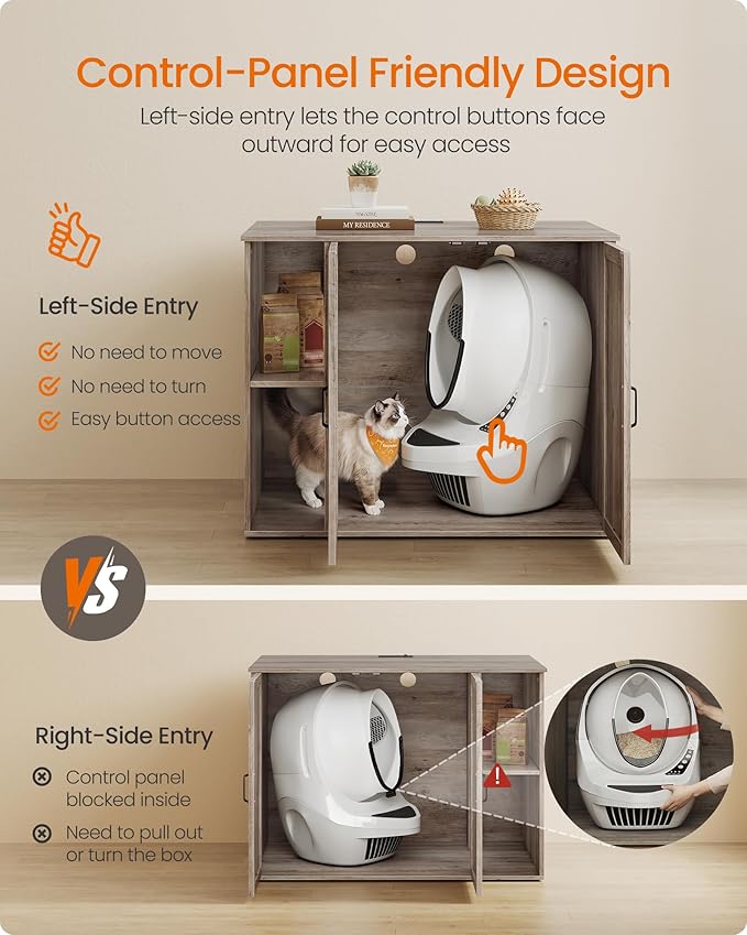 Feandrea Litter Robot Enclosure, Automatic Cat Litter Box Furniture with Charging Station, Adjustable Shelf, 39.4 x 26.8 x 31.5 Inches, Heather Greige UPCL052L101S - Image 3