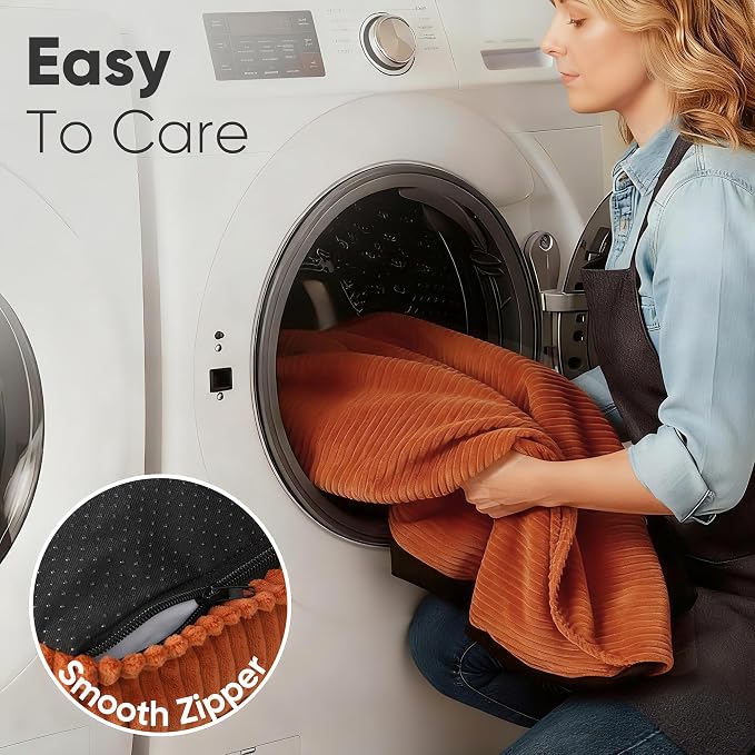 FUKUMARU Cute Dog Bed, Waterproof Corduroy Dogs Couch, 36in Orthopedic Pet Sofa for Medium to Large Dogs Dog, Warm Cotton Pet Bed with Washable Cover, Orange - Image 5