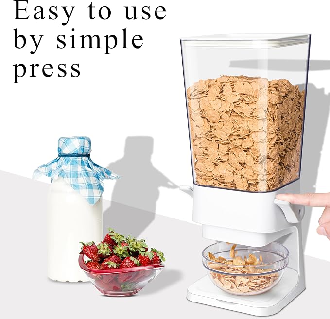 Cereal Dispenser Countertop, 5L Cereal Containers Storage Dispenser for Pantry, Large Dry Food Cereal Dispenser, Not Easy to Crush Cereal, Can Hold Oatmeal, Candy, Snack, Grain, Pet Food (White, 1Pc) - Image 4
