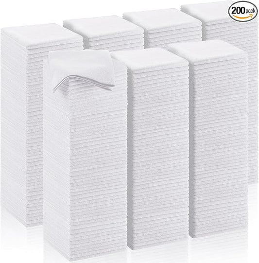 Oudain 200 Pcs Microfiber Cleaning Cloth 16x16 Inch Microfiber Towels for Car Ultra Absorbent Cleaning Rags Reusable Lint Free Streak Free Detailing Towel for Car Washing Drying Dusting (White) by Oudain
