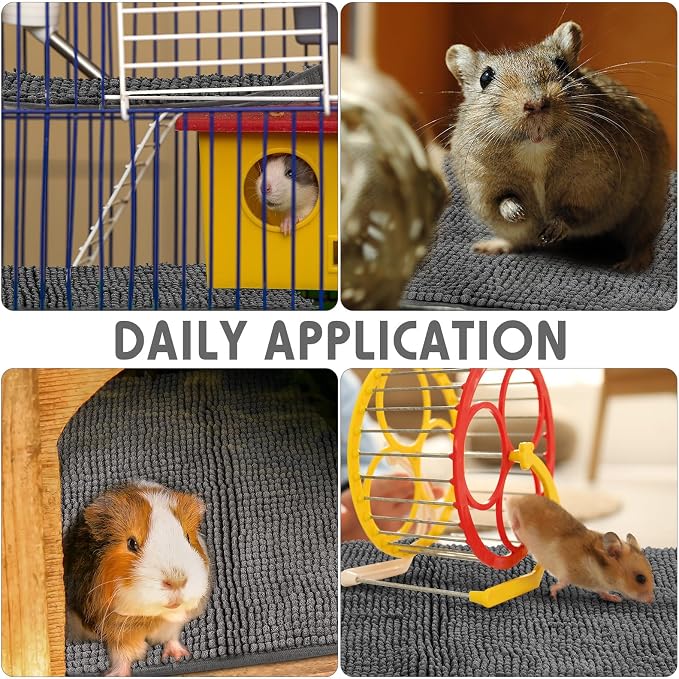 Amylove 4 Pcs Guinea Pig Cage Liner 12 x 12 Inch Washable Chenille Pee Pads Pet Dog Cat Bedding Training Mat Reusable for Small Animals Puppy Bunny Hamster Chinchilla - Image 5