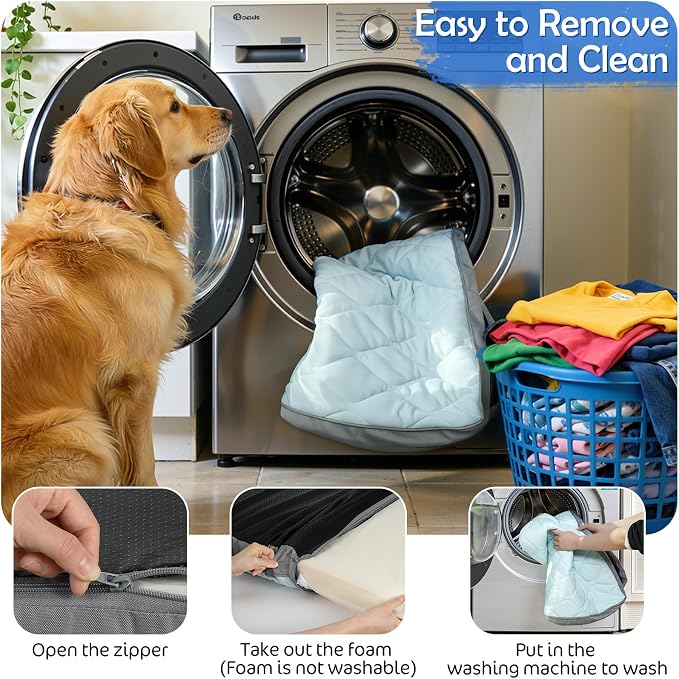 Q-Max>0.4 Cooling Dog Bed, 44" x 32" Cooling Bed for Dog Large, Blue | Orthopedic Dog Beds, Waterproof Removable Washable Cover, Egg Crate Foam, Anti-Slip Bottom, Non-Gel - Image 7