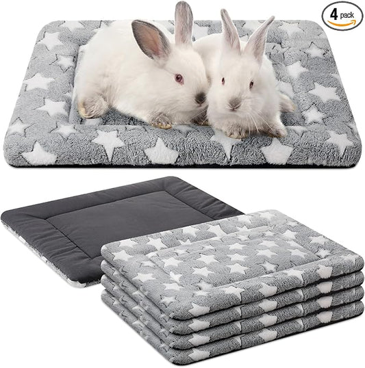 VitalCozy 4 Pcs Dog Crate Pads, Ultra Soft Warm Washable Anti-Slip Kennel Bed Mat for Pets, Reversible, Replaceable, Cage Liner for Small Medium Large Dogs and Cats(18 x 14 x 1.6 Inch,Star,Gray) by VitalCozy