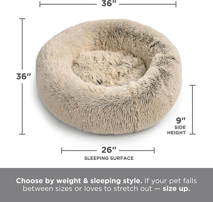 Best Friends by Sheri The Original Calming Donut Dog Bed for Large Dogs up to 100 lbs, Shag Faux Fur, Gray, Large, 36" x 36" - Image 9