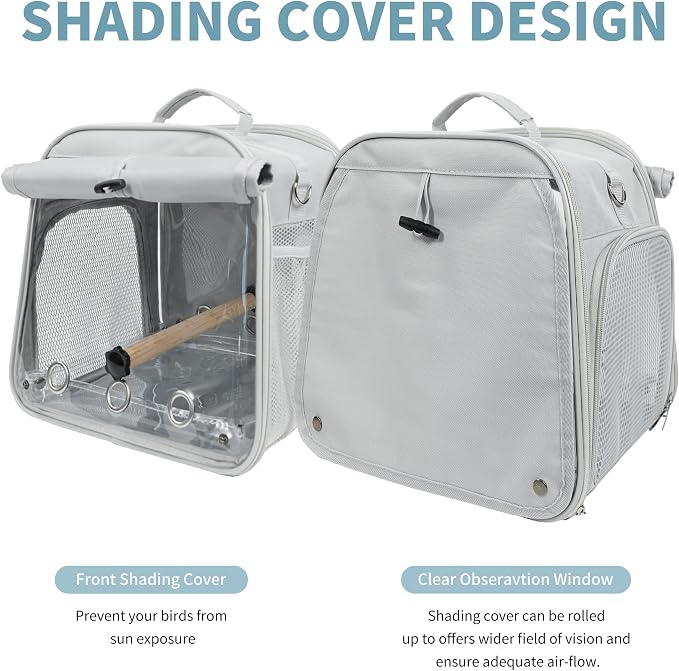 Small Bird Carrier Bag, Portable Travel Parrot Parakeet Carrier Cage with Perch and Easy Clean Tray, Lightweight Bird Backpack for Vet Visit Shopping and Outdoor Adventure - Image 4