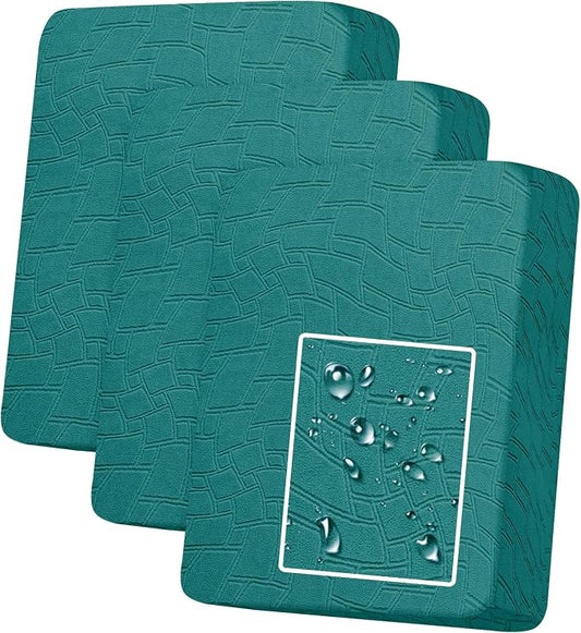 MAXIJIN Waterproof Couch Cushion Covers Individual Sofa Seat Cushion Cover Stretch Sectional Sofa Slipcovers with Elastic Bottom for Dogs Pets (3 Pieces for Seat or Backrest, Blackish Green) by MAXIJIN