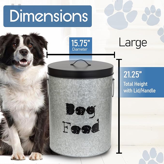 Large 60lb Dog & Medium 30lb Cat Pet Food Storage Canister with Scoop – Durable & Airtight for Freshnesss, Minimalist Design & Recyclable, Metal Container (Combo - Large Dog Bin & Med Cat Bin) - Image 8