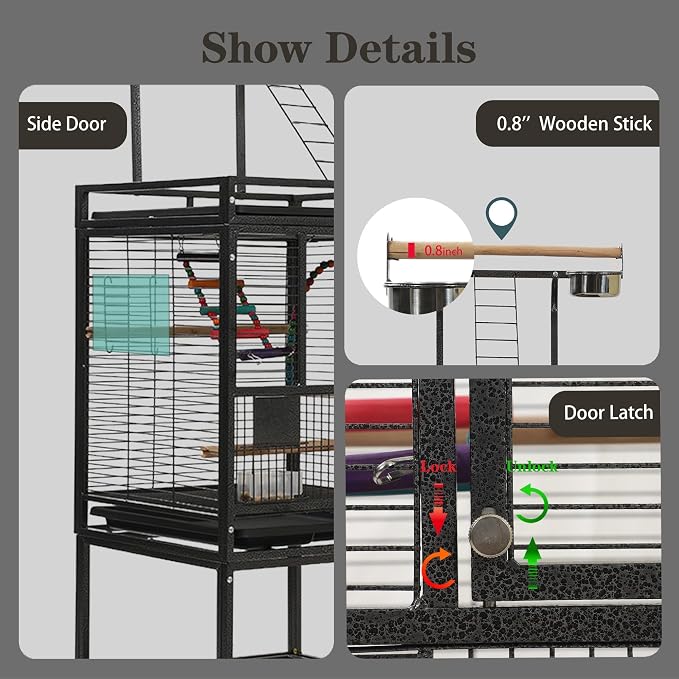 51" Small Bird Cage with Stand,Parakeet Cage, Parrot cage with Parakeet Toys, Bird Cage Accessories for Lovebirds Cockatiel Conure Finch Canary Budgie - Image 7