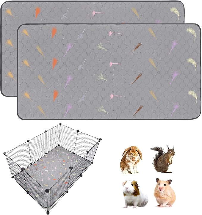 2Pcs Guinea Pig Cage Liners,Guinea Pig Fleece Cage Liners28''X42'' Super Absorbent Washable Pee Pads Reusable for Rabbit Hamster Chinchilla by LWYMX