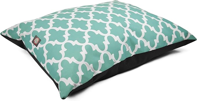 Majestic Pet Rectangle Medium Dog Bed Washable – Non Slip Comfy Pet Bed – Dog Crate Bed Super Value Pillow Dog Bed – Dog Kennel Bed for Sleeping - Dog Bed Medium Breed 35 x 28 Inch – Trellis Teal by MajesticPet