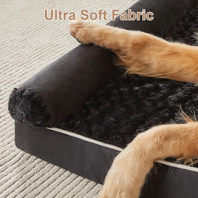BFPETHOME Orthopedic Washable XXL Dog Bed for Senior Dog Cozy Sleep | Extra Large Waterproof Big Soft Pet Couch Bed for Dogs Relax with Removable Cover Supportive Egg Crate Foam Black 48x35 Inch - Image 4