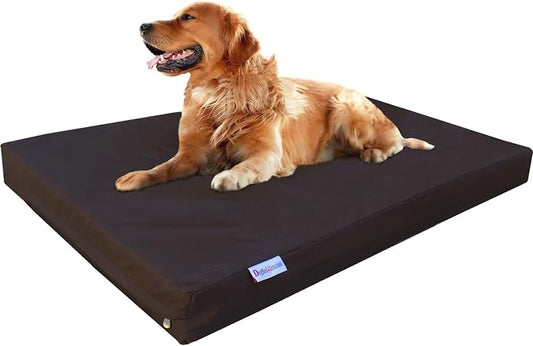 Dogbed4less XL Orthopedic Gel Cooling Memory Foam Dog Bed for Large Pet, Waterproof Liner and 1680 Nylon Brown External Cover, 47X29X4 Inches (Fit 48X30 Crate) by Dogbed4less