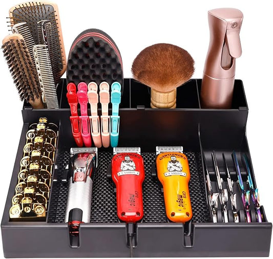 Barber Clipper Organizer Barber Tools Tray Salon Hairdressing Clipper Scissors Rack Holder Storag Scissors Holder Blade Rack Storage Tray for Clipper Guard Holder (Assemble) by ZIBARBER