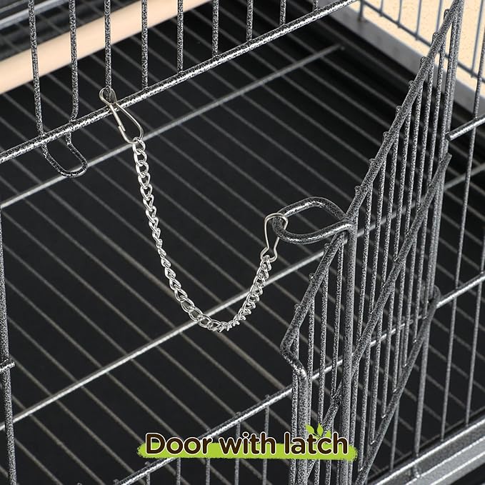 Yaheetech 52'' Bird Cage w/Perches & Feeders, Large Birdcage with Pull-Out Tray, Rolling Wheels, Extra Storage, Flight Cage for Cockatiel, Parrot, Parakeet, Conure, Budgie, Pigeon Small/Medium Birds - Image 8