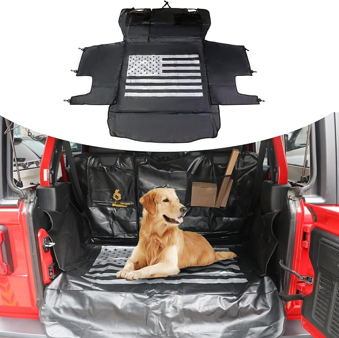 sukemichi Cargo Mat Dog Cargo Liner for 2007-2026 Jeep Wrangler 4 Door,Flag | Waterproof oxford material,For 2007-2026 Wrangler JK JL,Nonslip Washable Pet Seat Cover & Anti-Scratch Liner - Image 6