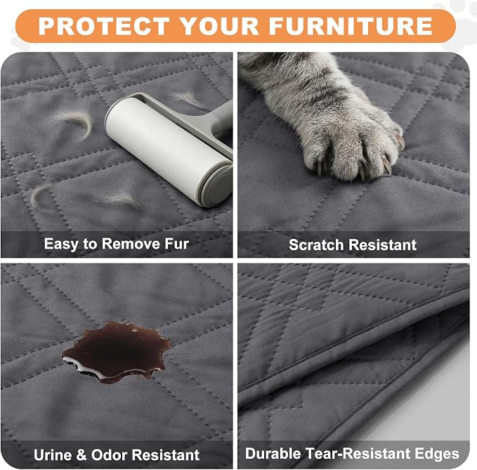 100% Waterproof Dog Bed Cover Pet Blanket 52"x82", 7-Layer Reversible Washable Bed Mat for Furniture Couch Sofa Car (Gray+Gray) - Image 6