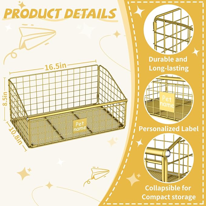 Kaiferty Indestructible Dog Toy basket, Large Toy Bin for Dogs,Pet Toy Bin Dog Metal Basket Organizer Storage for Toys Food Storage (Gold) - Image 8
