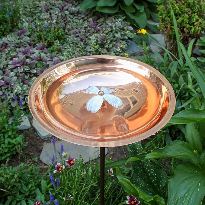 Achla Designs Dogwood Copper Birdbath with Stake - Image 3