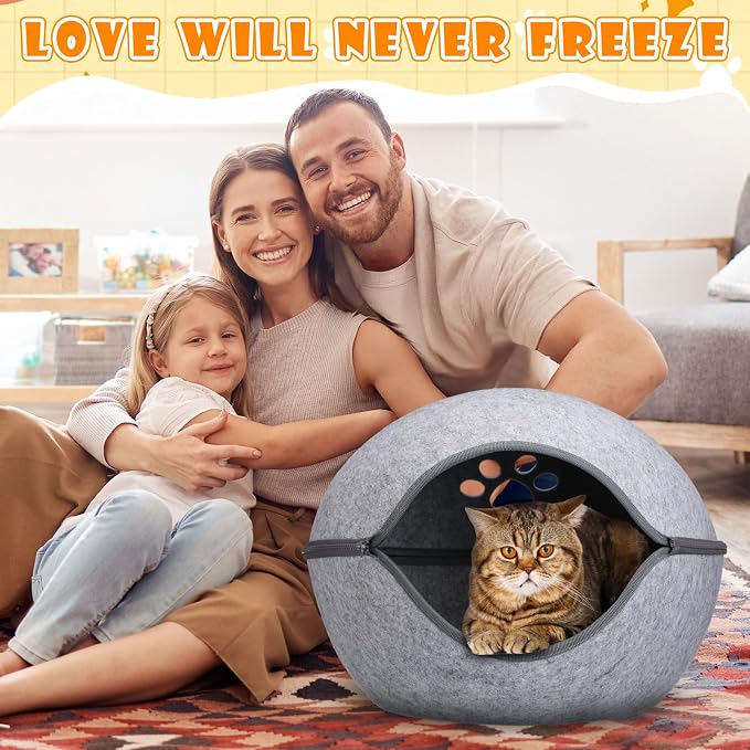 Beeveer Heated Cat Bed, Indoor Heated Cat Cave, Warmer Thermal Pet Bed with Removable Waterproof Heater for Kitty Small Dogs Gray(19.7X 17.8 x 13 Inches) - Image 7