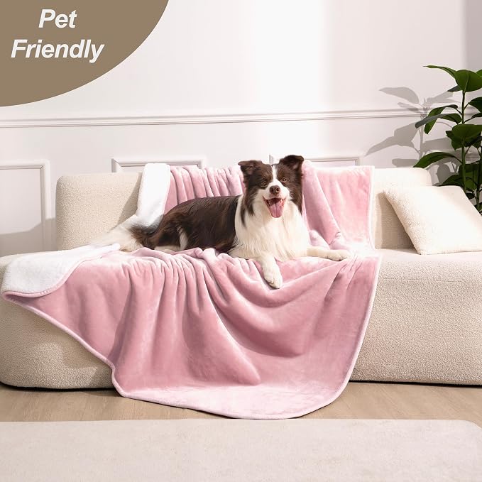 gogobunny Waterproof Bed Blanket, Reversible Sherpa Fleece Throw Blanket for Dog Puppy Cat, Furniture Cover Protects Bed Couch Sofa from Liquid Pee and Pet Fur (Pink, 50x60 inches) - Image 7