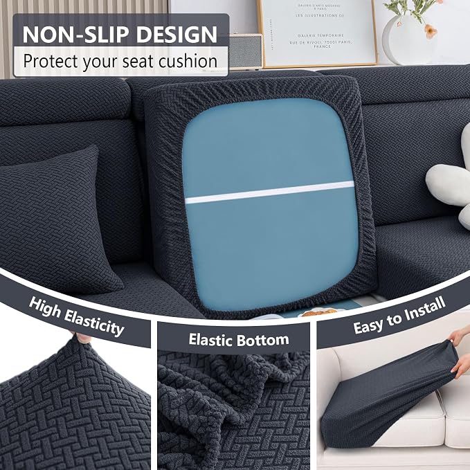 hyha Waterproof Couch Cushion Covers, Anti Slip Sofa Slipcovers for Pets | Waterproof Protection, Thick Jacquard Fabric, Wear Resistant, Anti Slip, Pet Protection (1 Piece for Backrest L) - Image 4