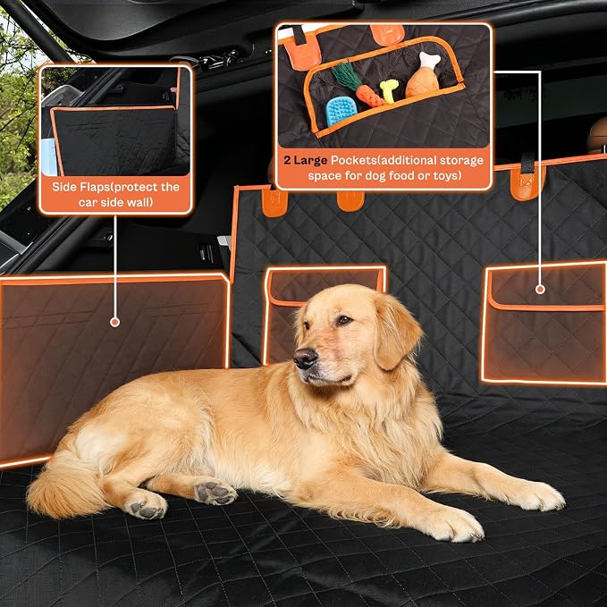 IVY&LANE SUV Cargo Liner for Dogs,Waterproof Trunk Cover Dog Car Seat Mat for SUVs Sedans Vans with Bumper Flap Protector,Non-Slip,Large Size Universal Fit,Black - Image 4