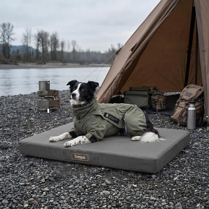 Sytopia Outdoor Dog Bed for Extra Large Dogs (90 lbs), Waterproof Orthopedic Pet Bed with Removable Washable Cover, Indoor Outdoor Dog Mat for Patio, Crate, Camping, Travel & Home, Gray - Image 7