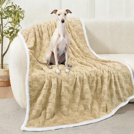Luciphia Waterproof Dog Blanket, Reversible Fleece & Sherpa, Couch Cover | Soft plush fluffy, washable, puppy, cat, dog bed, crate, car seat, sofa, throw, furniture protector,Yellow,Large (65" x 57") by luciphia