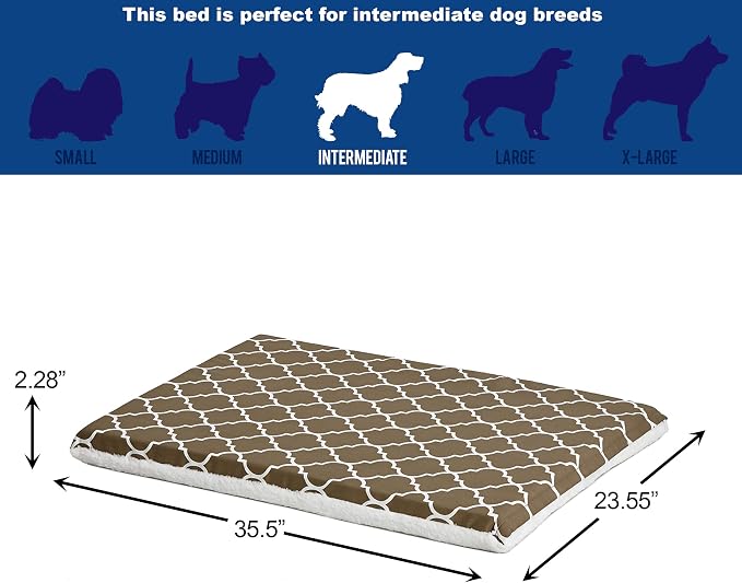 MidWest Homes for Pets Quiet Time Teflon Defender Dog Beds; Pet Beds Designed to Fit Folding Metal Dog Crates, Brown & White Geometric Pattern, 36-Inch - Image 4
