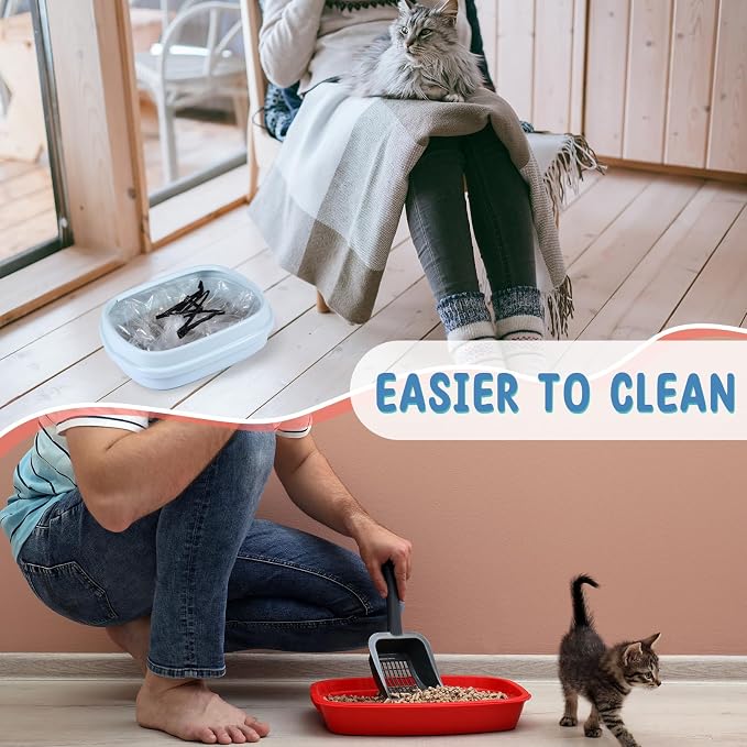 Tinlade 50 Count Jumbo Cat Litter Box Liners Large Drawstring Cat Litter Liners Bags Unscented Tear Resistant for Trash Waste to Keep Your Home Clean(39 x 22 Inch,Clear, Black) - Image 7