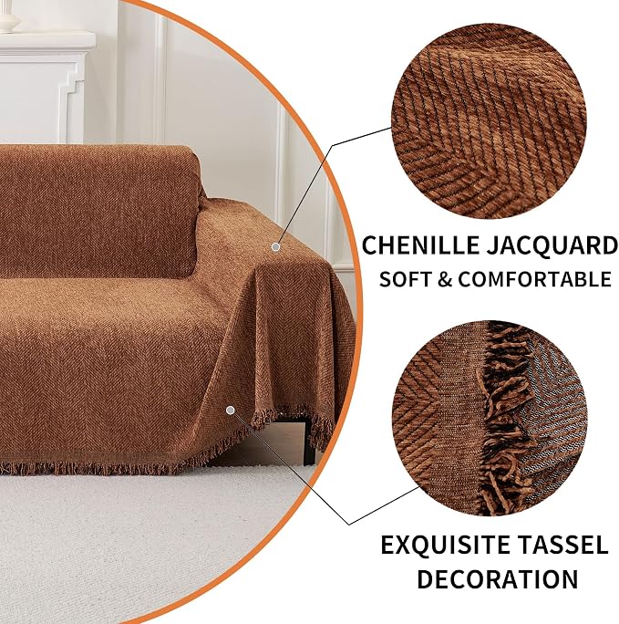 HAOMAIJIA Sectional Couch Covers L Shape 2 Pieces Washable L Shaped Couch Covers for Sectional Sofa Non Slip Couch Cover Blanket for Dogs Pet Friendly Furniture Protector (Brown, 71"x102" + 71"x118") - Image 6