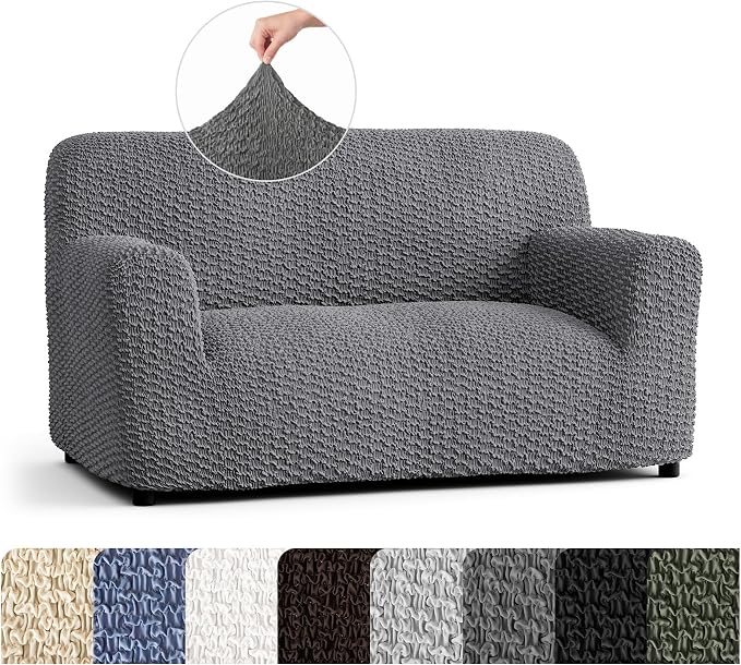 PAULTO BY GA.I.CO. Stretch Sofa Slipcovers – Soft Elastic Fabric Couch Cover for Armchair Loveseat 3-Seater & 4-Seater Sofa Cover – Non-Slip Furniture Protector Washable - Dark Grey (40"-63" Wide) by PAULATOBYGAICO