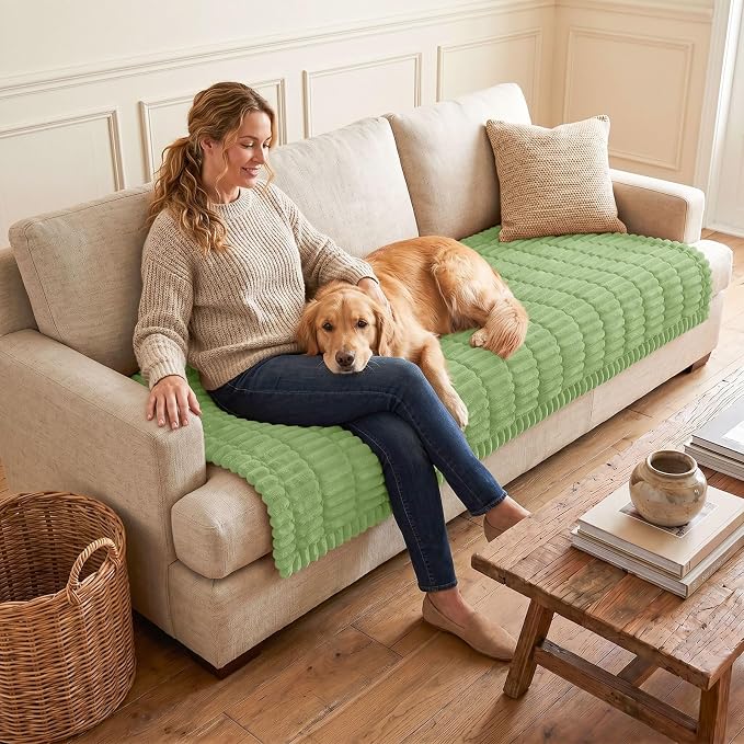 hyha Couch Cover for Dogs, Washable Non Slip Plush Flannel Sofa Protector | Thick Flannel, Silicone Anti-Slip Backing, Pet Hair & Scratch Protection, Fits Sofa & Loveseat (35.4" x 35.4") - Image 2