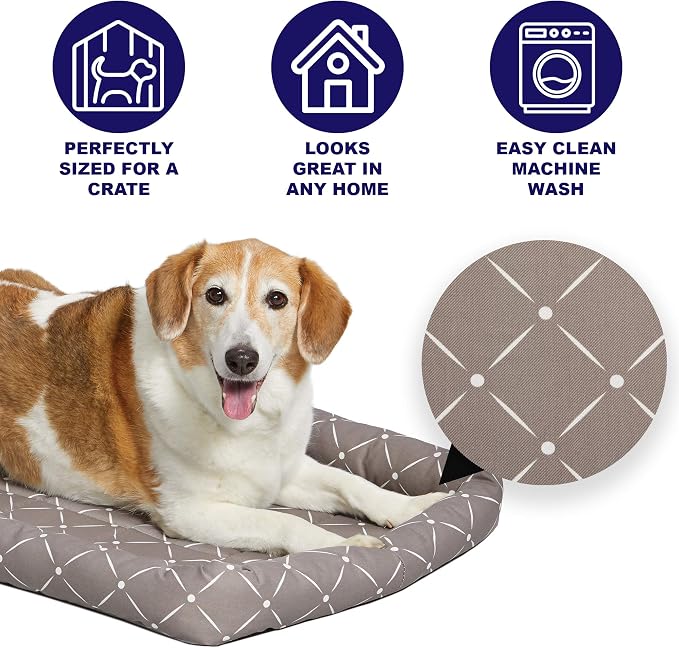 Midwest Homes for Pets 40248-MRD Quiet Time Couture Ashton Bolster Pet Bed, X-Large Dog/48, Mushroom - Image 2