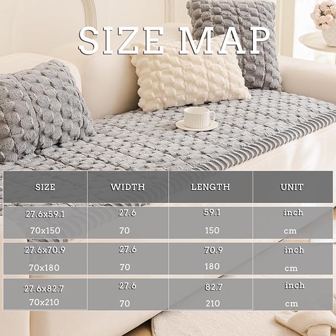 Tiwwie Couch Cover for Dogs Fuzzy Sofa Covers for Pet, Non Slip Sofas Pad | Dog Cover for Couch with Grip Backing, Pet-Friendly Washable Sofa Slipcover Cushion Protector, Pet Dogs Mat - Image 4