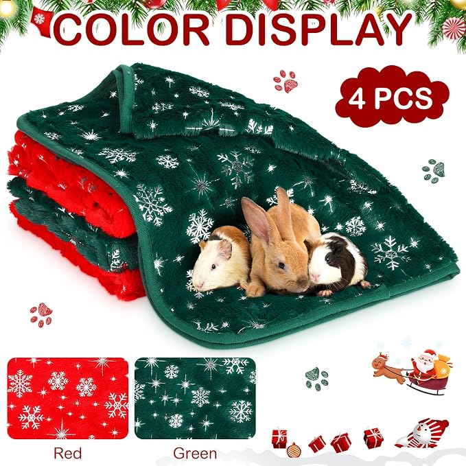 Tudomro 8 Pcs Guinea Pig Blankets Absorbent Washable Animal Fleece Bedding Cage Liners Waterproof Reusable Pet Pee Sleep Mat Pad Cover for Chinchilla Hamster Ferret(Snowflake,16 x 24 Inch) - Image 7