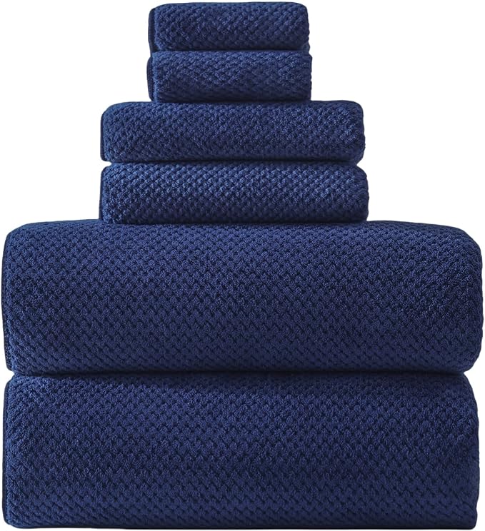 40x80 Inches Bath Sheets Towels for Adults Oversized Bath Towels Extra Large Luxury Super Soft Absorbent Quick Dry Microfiber (Navy Blue,6PCS) by Akzpe