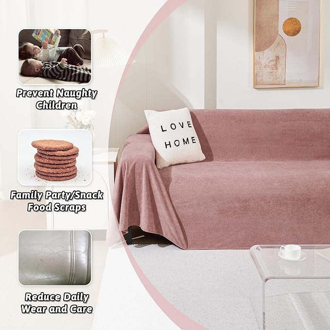 MEETSKY Couch Covers for 3 Cushion Couch Sofa Washable Cat Scratch Proof Sectional Couch Covers L Shape Sofa Cover Slipcovers Couch Furniture Protector for Pets Dogs Kids, 91" x 118", Pink - Image 3