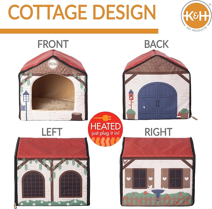 K&H Pet Products Thermo-Indoor Pet House Heated Cat Bed for Dogs and Cats Cottage Design 16 X 15 X 14 Inches - Image 4