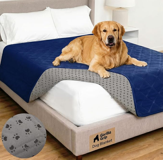 GORILLA GRIP® Waterproof Dog Blanket, 82x68, Leakproof Couch Cover for Dogs, Silicone Grip Backing, Protects Sofa, Sectional, Bed, Crate, Car & RV, Tear-Resistant Washable Pet Blanket, Navy Blue by Unknown