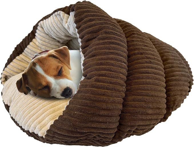 SPOT Sleep Zone Cuddle Cave - Cat Cave Bed for Indoor Cats and Mini Dogs, Durable, Comfortable, Washable for Kittens and Puppies Under 10 lbs and 12 inches Long, Corduroy Brown - Image 3