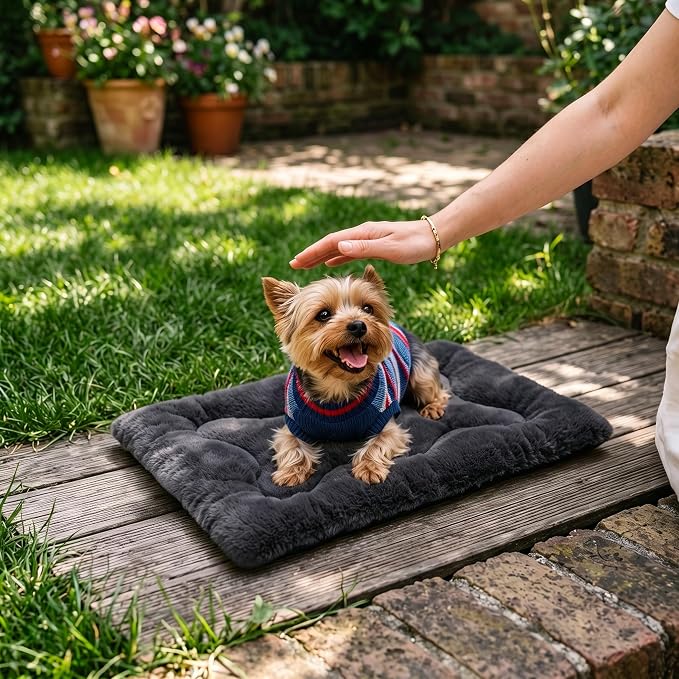 Dog Bed 22" for Metal Crate Pad, Washable Kennel Mat for Small Puppy & Cats | Soft faux rabbit fur, non-slip,machine wash/dry, plush cushioning, for crates, floors & travel, multiple sizes for all breeds - Image 8