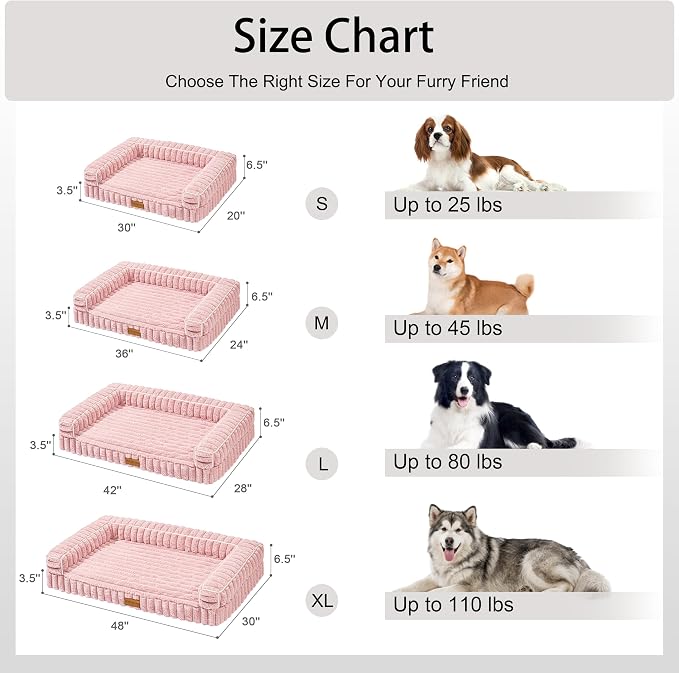 Orthopedic Calming Medium Dog Bed Pet Sofa Bed 30''X20'' Pink | 3-Sided Pet Couch Medium Size Dog, Soft Egg-Crate Foam Dog Mat, Waterproof Removable Washable Cover, Nonskid Bottom Cat Bed - Image 6