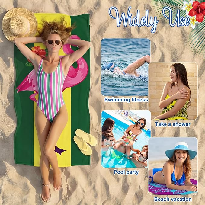 Peryiter 6 Pcs Oversized Microfiber Beach Towels Large Quick Dry Pool Towels Absorbent Camping Travel Blanket Set for Women Men Bath Beach(Summer Style, 31 x 63 Inch, Vibrant Colors) - Image 7
