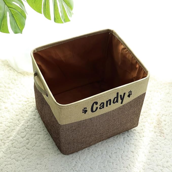 PET ARTIST Collapsible Toy Storage Basket Bin With Personalized Pet's Name - Rectangular Box Chest Organizer for Dog Toys, Clothing, Apparel & Accessories (Coffee Big One) - Image 8