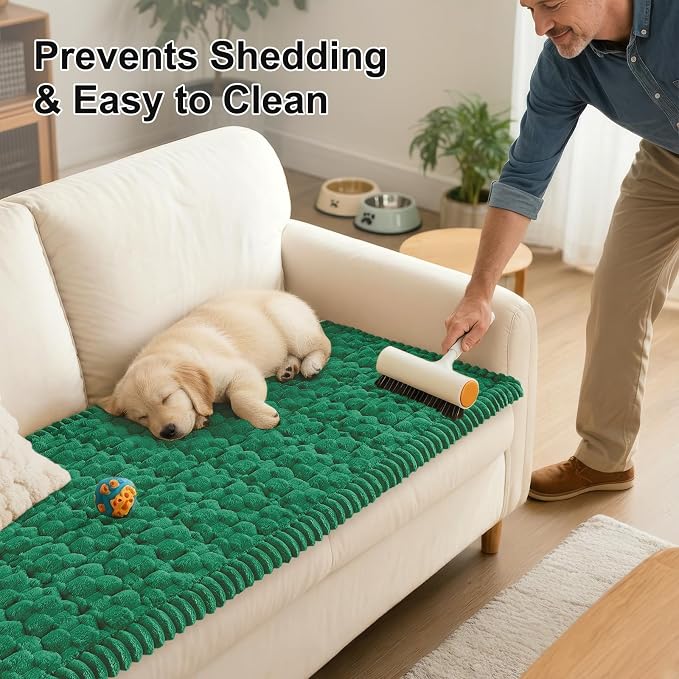 Smiry Non Slip Couch Covers for Dogs, Scratch Resistant Pet Sofa Protector | Machine Washable Soft Fuzzy Thick Furniture Cover for Sofa Loveseat Sectional Large Dogs, Emerald Green, 27.6" x 27.6" - Image 6